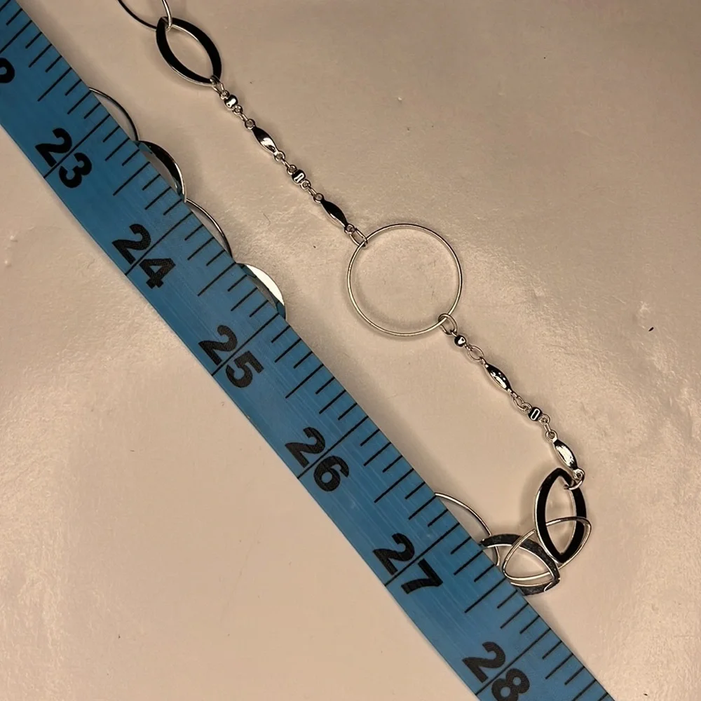 Lane Bryant long lightweight polished silver metal chain necklace